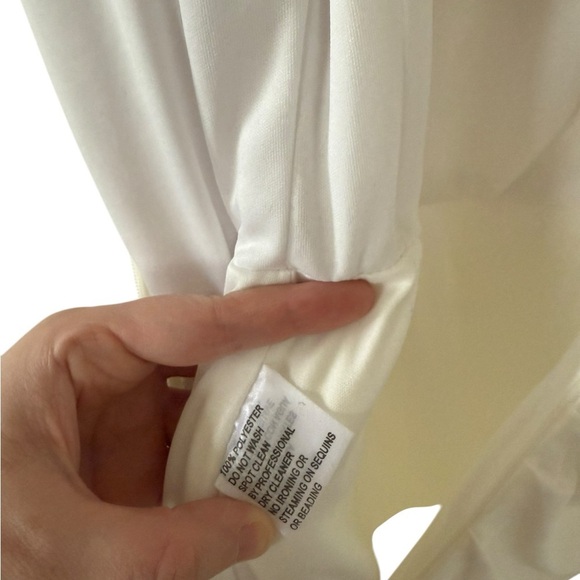 Ieena for Mac Duggal Fold Over Ruched One Shoulder White Dress (Hemmed) - Picture 11 of 13